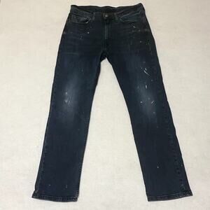 Levi Jeans Men 33x32 Black 514 Straight Leg Faded Zip Fly 5 Pocket FLAW